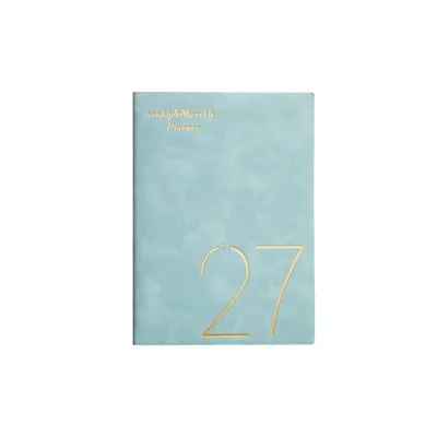 Wear-resistant 2027 Planner Notebooks A5 PU Leather Cover Daily/Weekly/Monthly Agenda Book Time Organizer with Bookmark 2027 Academic Year Planner Stationery