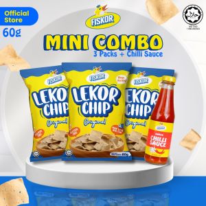 Fiskor Mini Triplets Combo – 3x Original Lekor Chips + Chili Sauce | Halal Certified