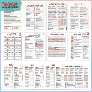 【SHGMYD】 สมุดวางแผนทำความสะอาดสำหรับเด็กผู้ใหญ่ผู้หญิงเด็กตารางการทำความสะอาดในครัวเรือนประจำวันและรายการตรวจสอบการจัดระเบียบสมุดบันทึก