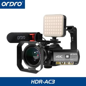 ORDRO Máy Quay Phim 4K HDR-AC3 Máy Quay Video WiFi Tầm Nhìn Ban Đêm Hồng Ngoại Thu Phóng Kỹ Thuật Số 30MP 1080P 60fps 30X