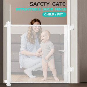 Door Fence No Drill Pet/ Kid Door Fence/ Retractable Children Safety Gate Baby Protection Security Stairs Door Fence
