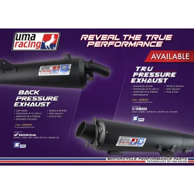 [ UMA RACING ] STANDARD CUTTING RACING EXHAUST PIPE MUFFLER EKZOS PAIP RS150 RS 150 Y16ZR Y16 LC135 Y15ZR SYM VF3I LC135 V8 FI TRU PRESSURE BACK PRESSURE - 100% ORIGINAL UMA RACING