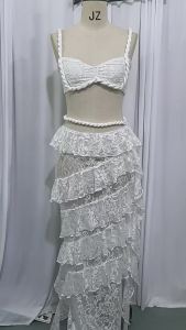 2026 Hot Sale [ Shipped from China ] Beach vacation style pure desire outfit for women 2025 New summer style backless camisole personalized lace bodycon skirt B3