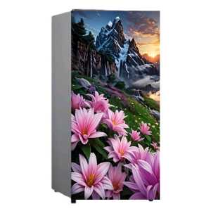 Walpaper Stiker Kulkas 1 Pintu Ukuran 120cm x 60 cm Motip Bunga cetak Sendiri Bisa COD