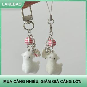 【LAKEBAO】 Dễ thương đổ xô Alpaca Keychain Mặt dây chuyền dây điện thoại chuỗi đáng yêu động vật cừu Ba lô quyến rũ cô gái Túi treo đồ trang trí vài món quà