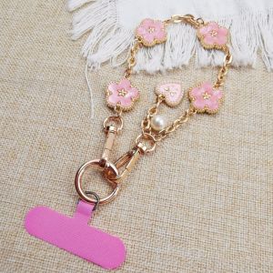 CALLIVEN Flower Mobile Phone Strap Pendant Metal Chain Cell Phone Chain Fashionable Short Mobile Phone Lanyard Women/Lady/Girl