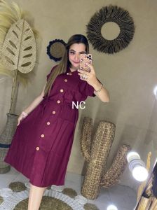 Desain Dress Praktis & Busui Masakini Kancing Depan Aktif