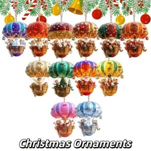 SHUBA Flat Printed Wooden Hanging Ornaments Flat 2D Flat Christmas Hanging Ornaments Holiday Theme Santa Claus Pattern Christmas Ornaments Indoor Xmas Layout