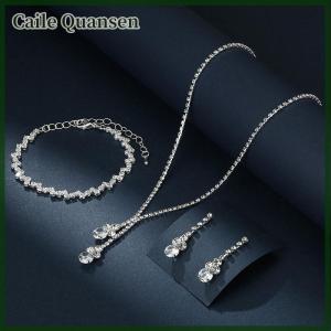 Caile ชุดเครื่องประดับแฟชั่นสำหรับผู้หญิง3ชิ้นพร้อมต่างหูเพทายสร้อยคอสร้อยข้อมือตกแต่งงานแต่งงาน