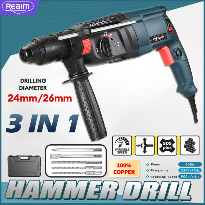 Reaim Rotary Hammer Drill 3 in 1 800W 26MM Mesin Bobok Beton Jack Mesin ...