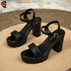 Katerina Fashion Chic Embellished Braided High Heels With Ankle Strap For Women #7823