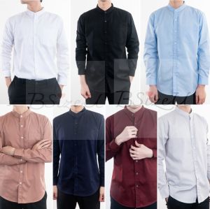 เปิดตัวใหม่ เสื้อเชิ้ตผู้ชาย เสื้อเชิ้ตแขนยาว เสื้อผู้ชาย คอจีน ผ้า Comb Twill มี 10 สี สีพื้น ทรง Slim Fit (เข้ารูป) M L XL 2XL แบรนด์ BSizeU