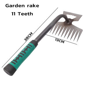 11Teeth Weeding Uprooting Tool Multi Purpose Kalaykay for Garden Grass Remover Tool Grass Rake Garden Weeder Thicken Manganese Steel Dual Purpose Weeding Tool Weeding Rake