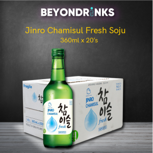 Jinro Chamisul Fresh Soju | 360ml x 20s bottles (Authentic Korean Soju)