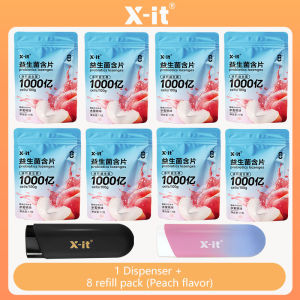 X-it Sugar-free probiotic lozenges available in 4 flavors with natural fruit flavors that provide 24-hour fresh breath