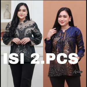 ISI 2 PCS BLOUSE BATIK KANTOR KEKINIAN ELEGAN