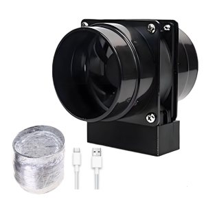 Smokers Removal Fan With Telescopic Ducting 5V Rechargeable Operation Ideal For Soldering Fumes Kitchen Odors Pet Areas