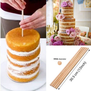 10/50Pcs Wooden Cake Dowel Bamboo Plant Stick Support DIY Hand Baked Sticks with Individually Wrapped