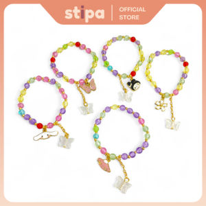 STIPA Gelang Karet Mote Charm Karakter Manik Warna Bangle Tangan Beads San rio LZ