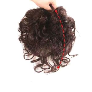 DUENDE Wool Curl Synthetic Topper Hairpiece Clip in Corn Wave Short Curly Hair Hair Accessories Natural Head Top Hair Patch Covered White Hair