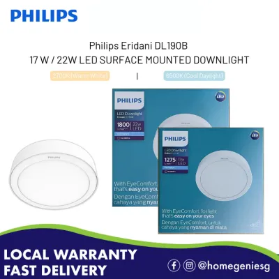 Philips Eridani DL190B LED Surface Mounted Downlight / Ceiling Light 17/22W | Cool Daylight / Warm White