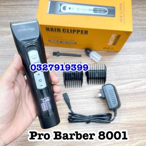 Pro Barber Tông đơ cắt tóc cao cấp 8001 - tăng tốc 7W pin Lithium Ion 2000mAh 3 mức tốc độ lưỡi sứ titann màn hình màu thiết kế sang trọng bảo hành 3 tháng
