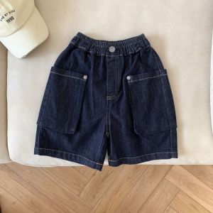 Ls hiển thị trẻ em Quần short túi áo choàng Quần short denim Boys lỏng năm phần quần trẻ em phong cách Hàn Quốc của quần áo mùa hè