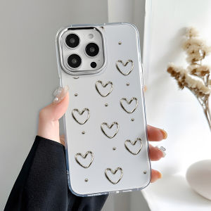 หรูหรา กรณีโทรศัพท์มือถือกรอบรูปโลหะ Soft ใส เคส For iPhone 11 13 15 16 14 12 Pro Max XR X XS Max 6 7 8 Plus 11promax 13promax TPU เคสใสกันกระแทก