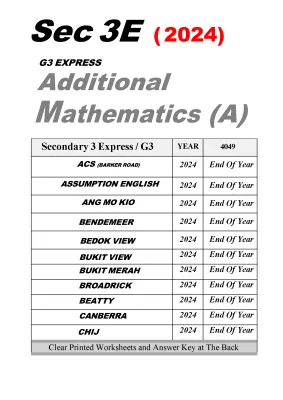 2023 Secondary 3 Express/G3 Exam Paper