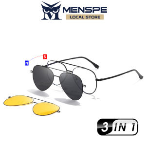 MENSPE แว่นตากันแดดโพลาไรซ์กันแสงสีฟ้า3 In 1สำหรับผู้ชายแว่นกันแดดแฟชั่นการมองเห็นได้ในเวลากลางคืนกันแดดดีไซน์ลำแสงคู่ใช้ได้ทั้งชายและหญิงกีฬาท่องเที่ยวกลางแจ้งแฟชั่นกันรังสียูวีป้องกันแสงสีฟ้าสำหรับวิ่งปีนเขาสำหรับผู้ชายและผู้หญิง