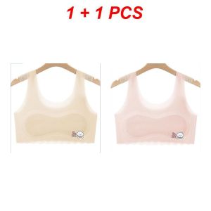 oobest 【Delivery 2-3 days】2pcs Ice Silk Training Bra for Girls Anti-Bump Seamless Wireless Sports Cami