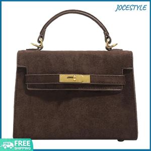 Women Faux Suede Tote Handbag Solid Color Retro Shoulder Bag Top Handle Bag for Daily Travel Work