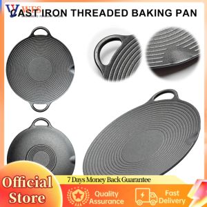 13.8 Inch Non Stick Cast Iron Griddle for Camping Outdoor Cooking and Family Barbecue