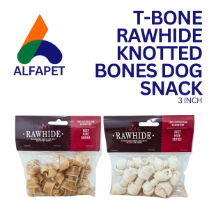 T-Bone Rawhide knotted bones snack treat kunyah gigi anjing