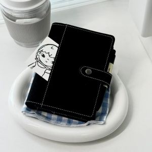 Black PU A7 Loose Leaf Binder Journal Notebook Diary Cover Ring Planners Organizer Easy Carrying Agenda2026