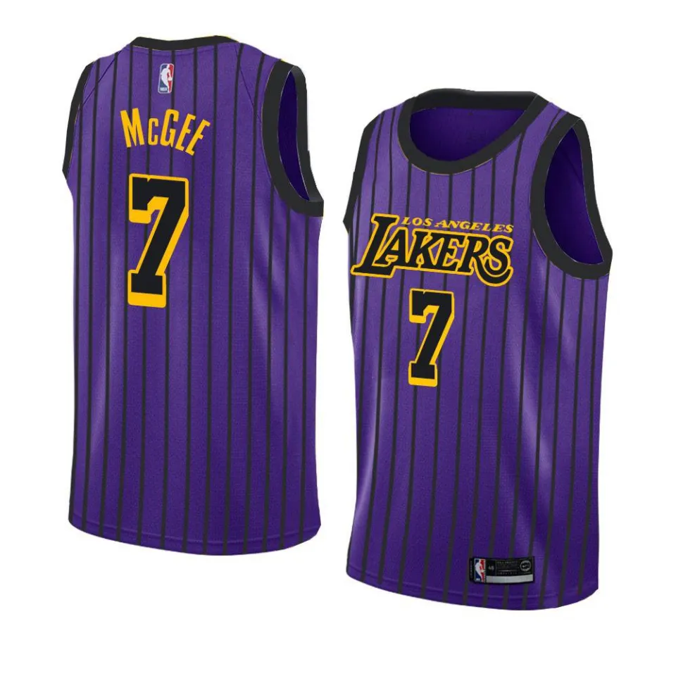 Purple striped lakers store jersey