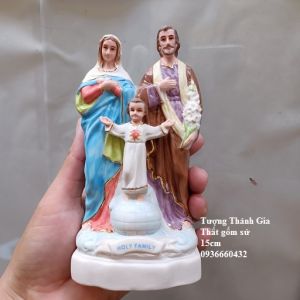 Tượng Thánh gia thất (Gia đình thánh gia) sứ ceramic 15cm trang trí xe hơi bàn học - quà tặng công giáo