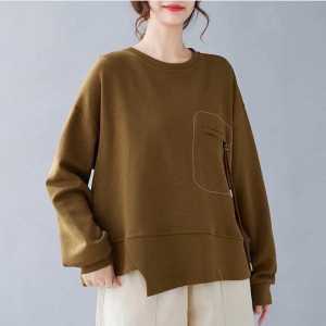 Sweatshirt Oversize Wanita Pocket Zipper Baju Atasan Wanita LD120CM