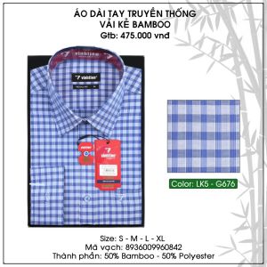 Áo Sơ Mi Dài Tay Bamboo Kẻ Sọc Caro Phom Suông - Vạt Ngang Vĩnh Tiến GTB 475