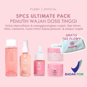 Flomy Skincare Paket Ultimate | Paket Whitening | Paket Flek | Paket Glowing Skincare BPOM