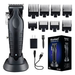 KEMEI KM-2296 Professional Cordless Hair Clipper Rechargeable Hair/Beard Trimmers with Base Adjustable Haircut Machine for Stylists and Barbers Grooming Kit