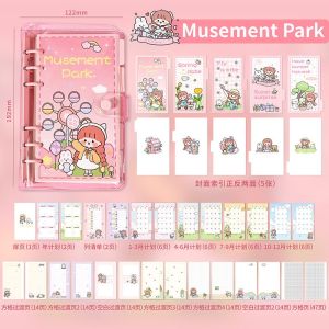 {Ready Stock} Transparent Loose-Leaf Handwritten Notebook School Student Removable Plan Punch Diary Book