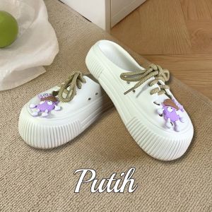 Sandal Wanita Selop Baim Tinggi 5cm Wedges Jibbitz Korea Kekinian Empuk EVA Sepatu Sendal Jelly Wanita Platform Tebal Nyaman Anti Slip