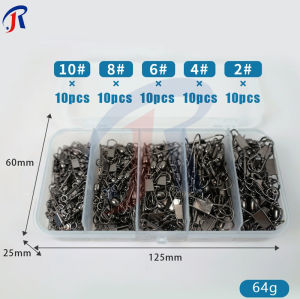 R.joy - Kili-kili Peniti Barrel Swivel dengan Interlock Snap Black Nickel Tahan Korosi Box 50pcs/100pcs/200pcs