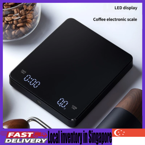 [SG Ready Stock]Coffee Scale LED Display Timing Kitchen Scale USB Rechargeable 3kg Maximum Capacity 0.1g High Precision Weighing