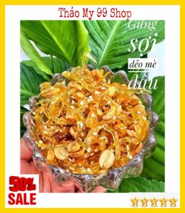 (Giá rẻ-freeship) hủ 500gr Mứt gừng sợi dẻo mè đậu phộng