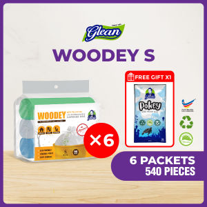 GLEAN [540 PCS] WOODEY S Biodegradable Garbage Bag Leakproof with string / Eco Friendly Rubbish Bag Trash Bag / Strong Bearing Daily Use Small Dustbin Plastic Bag / For Home Office School / Karung Sampah Plastik Sampah Bertali Biodegradasi 环保垃圾袋