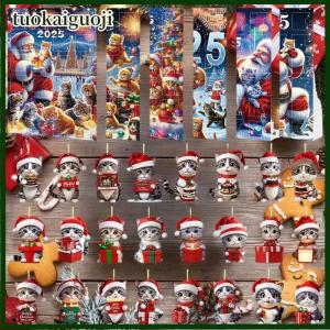 tuokaiguoji Kitten Advent Calendar 2025 2D Acrylic Cat Pendant Christmas Tree Decor 24 Days Christmas Countdown Calendar Gift For Cat Lovers