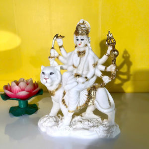 Tượng Nữ Thần Durga Cưỡi Hổ Từ Ấn Độ Đem Lại Năng Lượng Bình An cao 20cm - T0489