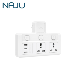 Naju ปลั๊กไฟ ปลั๊กแปลงไฟ หัวแปลงปลั๊ก Adapter มีไฟบอกสถานะ ทนความร้อนสูงสุด 750 องศา กำลังไฟสูงสุด 2500W